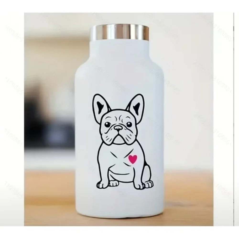 French‎ Bulldog Vinyl Decal Sticker White Black Pink Heart